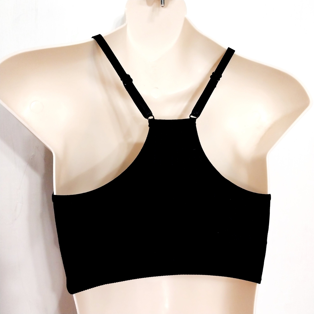 🔵BOGO FREE🔵 PINK Active Victoria's Secret Black Ribbed Bralette T-Back Sz XS - Picture 3 of 4
